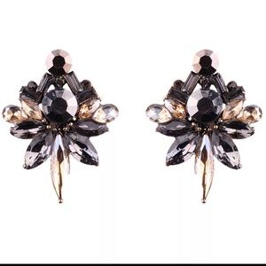 Stylish Beige Crystal Royalty Jewels Drop Earrings
